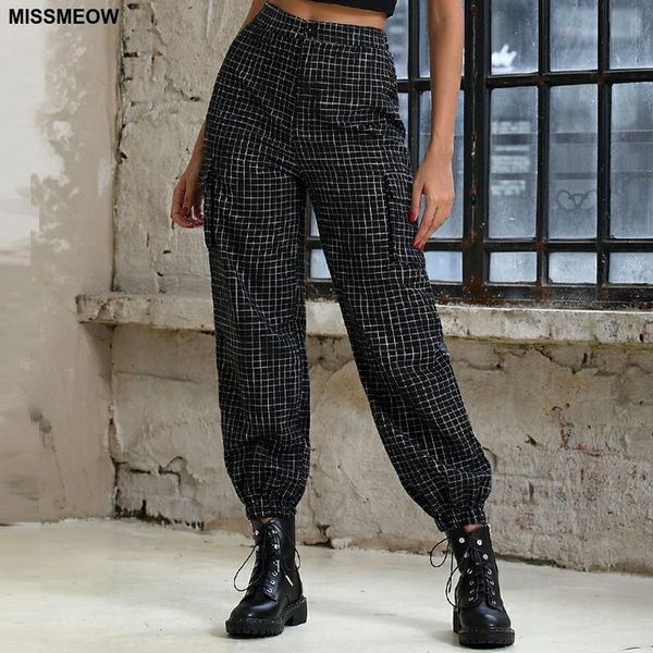 women's pants & capris missmeow plaid pocket casual cargo women pantalon femme high waist joggers trousers pantalones mujer, Black;white
women's pants & capris missmeow plaid pocket casual cargo women pantalon femme high waist joggers trousers pantalones mujer, Black;white