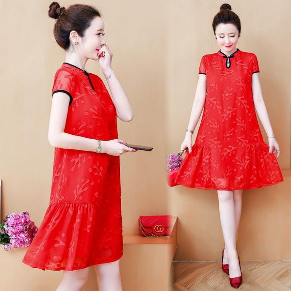 red jacquard elegant vintage chinese traditional casual party women midi dress summer cheongsam dresses -4xl plus size ethnic clothing
red jacquard elegant vintage chinese traditional casual party women midi dress summer cheongsam dresses -4xl plus size ethnic clothing