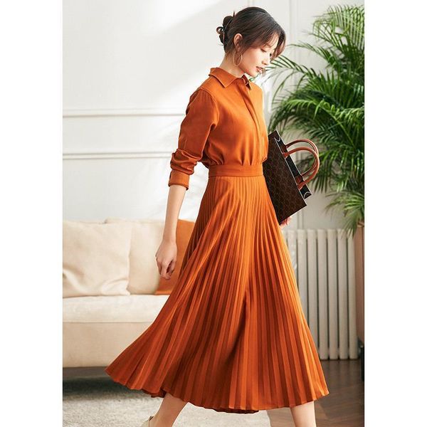 casual dresses women 2021 spring autumn fashion shirt dress female long sleeve pleated a-line elegant ol ladies solid vestidos y210, Black;gray
casual dresses women 2021 spring autumn fashion shirt dress female long sleeve pleated a-line elegant ol ladies solid vestidos y210, Black;gray