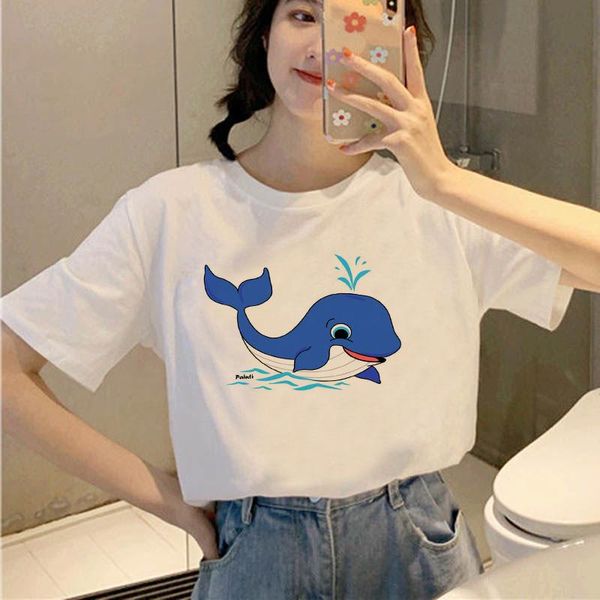 women's t-shirt summer fashion shirt whale spitting water graphic t white tees 90s kawaii women base o-neck female
women's t-shirt summer fashion shirt whale spitting water graphic t white tees 90s kawaii women base o-neck female
