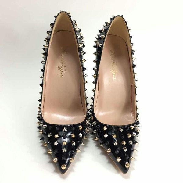 dress shoes patent leather keshangjia studded heels 12cm fashion ladies pointed toe rivets spiked high heeled shoes black womens pumps tdq7 
dress shoes patent leather keshangjia studded heels 12cm fashion ladies pointed toe rivets spiked high heeled shoes black womens pumps tdq7