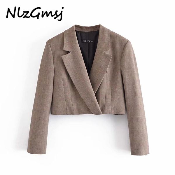 women beige hidden breasted cropped blazer spring autumn casual long sleeve jacket fashion ladies 210628, White;black
women beige hidden breasted cropped blazer spring autumn casual long sleeve jacket fashion ladies 210628, White;black