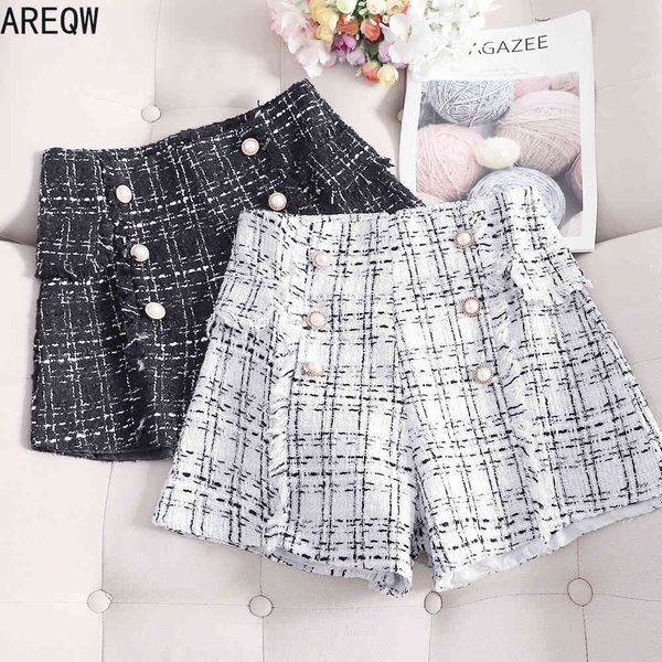 spring autumn plaid tweed shorts women's high waist casual shorts white black woman clothing 210507
spring autumn plaid tweed shorts women's high waist casual shorts white black woman clothing 210507