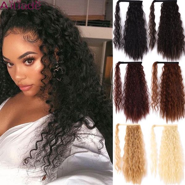 synthetic wigs ailiade wrap ponytail hair long corn wavy clip in tail false pony hairpiece with hairpins, Black
synthetic wigs ailiade wrap ponytail hair long corn wavy clip in tail false pony hairpiece with hairpins, Black