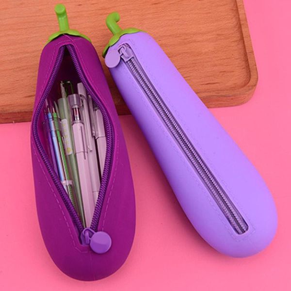 pencil bags creative eggplant pea shape silicone pen bag pouch school stationery case multi-functional 
pencil bags creative eggplant pea shape silicone pen bag pouch school stationery case multi-functional