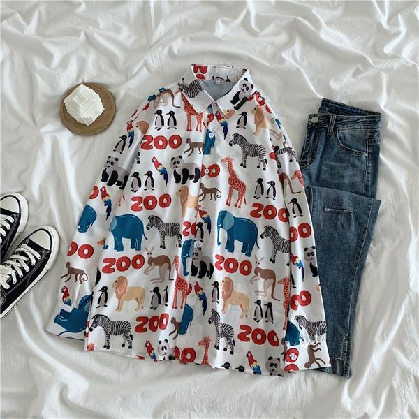 women's blouses & shirts ebaihui 2021 spring cartoon elephant print long sleeve button shirt fashion women loose female blouse woman to, White
women's blouses & shirts ebaihui 2021 spring cartoon elephant print long sleeve button shirt fashion women loose female blouse woman to, White