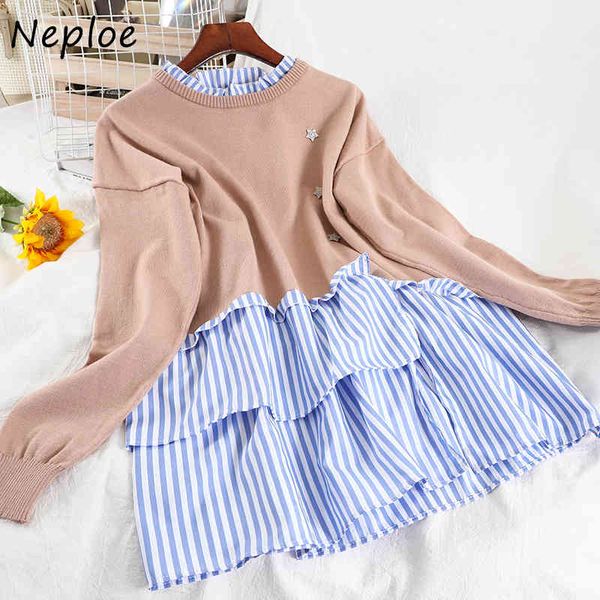 neploe elegant fake two piece design sweaters spring autumn korean style striped patchwrk fashion loose knit women coat 210510, White;black
neploe elegant fake two piece design sweaters spring autumn korean style striped patchwrk fashion loose knit women coat 210510, White;black