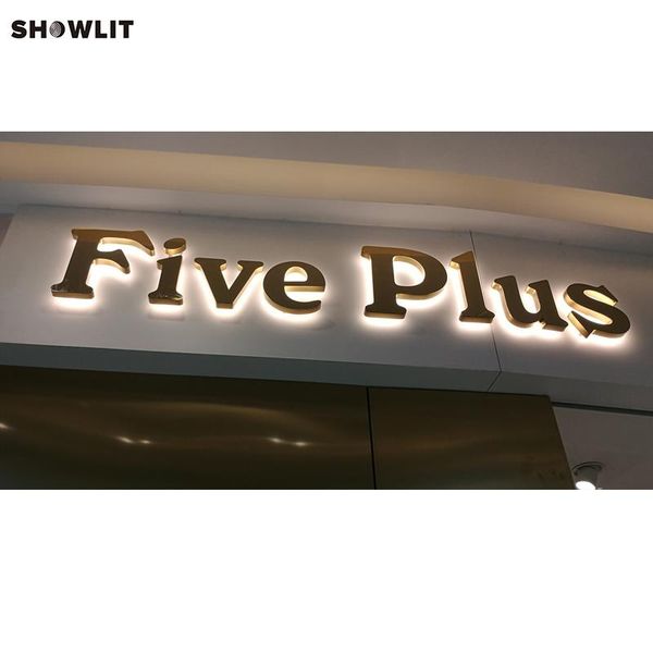 other door hardware polished/ mirror golden brass outside backlit led channel letter signs