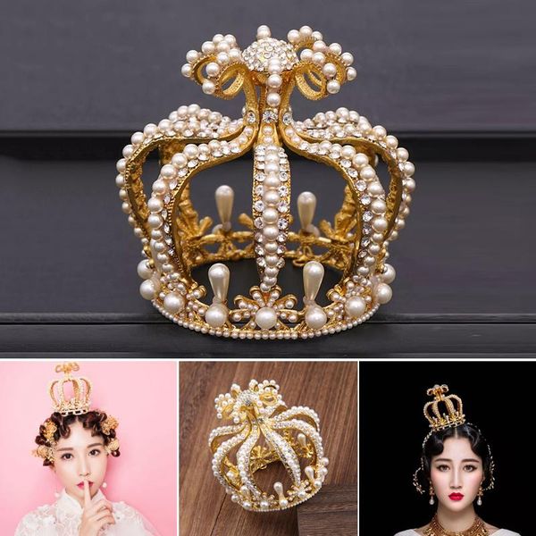 hair clips & barrettes bridal full round crown headwear luxury alloy pearl inlaid headband for female party crowns wedding accessories jewel, Golden;silver
hair clips & barrettes bridal full round crown headwear luxury alloy pearl inlaid headband for female party crowns wedding accessories jewel, Golden;silver
