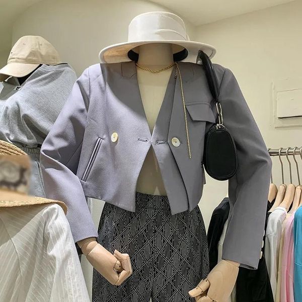 women's suits & blazers spring 2021 suit design double-layered v-neck double-breasted short jacket woman women casual button, White;black
women's suits & blazers spring 2021 suit design double-layered v-neck double-breasted short jacket woman women casual button, White;black