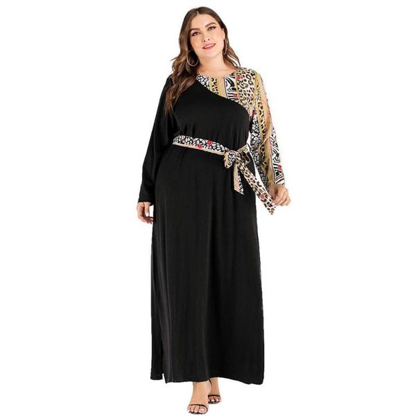 casual dresses 2021 plus size women leopard patch black long dress o neck sleeve belted maxi split robe xl xxl 3xl 4xl, Black;gray
casual dresses 2021 plus size women leopard patch black long dress o neck sleeve belted maxi split robe xl xxl 3xl 4xl, Black;gray
