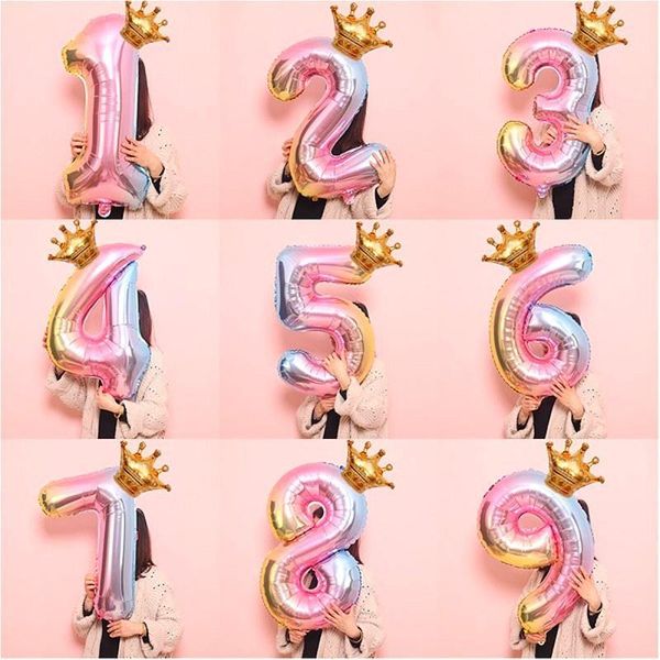 32inch aluminum foil gradient 12inch crown balloon birthday party decoration rainbow digital
32inch aluminum foil gradient 12inch crown balloon birthday party decoration rainbow digital