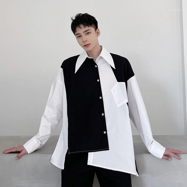 spring autumn fashion streetwear dark punk black white irregular shirt men's loose casual stitching camisa masculina dress shirts, White;black
spring autumn fashion streetwear dark punk black white irregular shirt men's loose casual stitching camisa masculina dress shirts, White;black