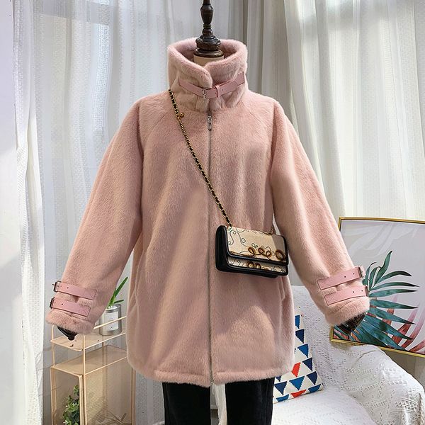 women's wool & blends blends korean loose plus size women winter thick warm medium long fake mink coats stand collar oversize faux fur, Black
women's wool & blends blends korean loose plus size women winter thick warm medium long fake mink coats stand collar oversize faux fur, Black