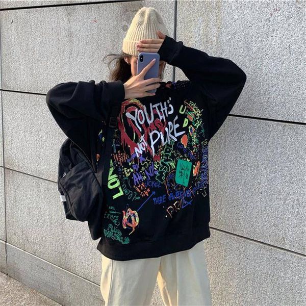women's hoodies & sweatshirts hip hop women doodling sweatshirt harajuku long sleeve winter japan hoodie streetwear girl o neck, Black
women's hoodies & sweatshirts hip hop women doodling sweatshirt harajuku long sleeve winter japan hoodie streetwear girl o neck, Black