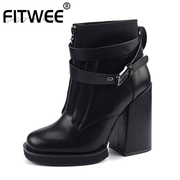 boots fitwee autumn winter infront zipper ankle women fashion buckle strap platform square high heels size 35-40, Black
boots fitwee autumn winter infront zipper ankle women fashion buckle strap platform square high heels size 35-40, Black