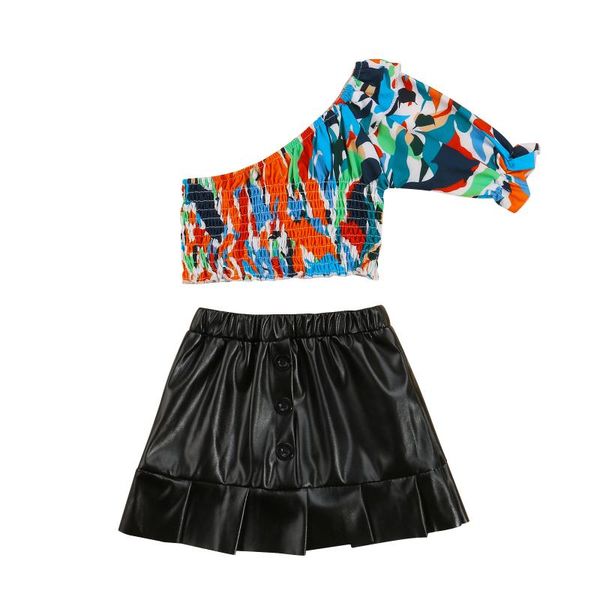 clothing sets kid one shoulder t-shirt + skirt, chic print ruffle decoration elastic high waist, White
clothing sets kid one shoulder t-shirt + skirt, chic print ruffle decoration elastic high waist, White