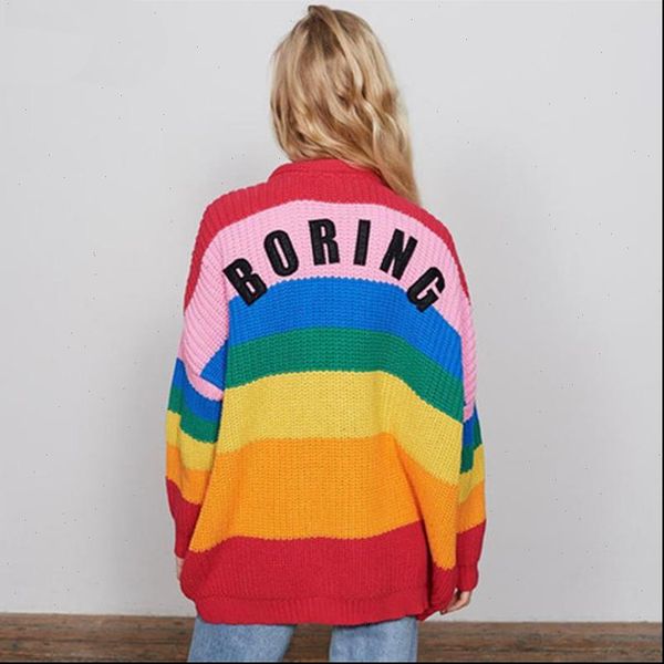 women sweaters autumn harajuku cardigan striped rainbow sweater coat female loose letter embroidery jumper cardigans drop, White;black
women sweaters autumn harajuku cardigan striped rainbow sweater coat female loose letter embroidery jumper cardigans drop, White;black