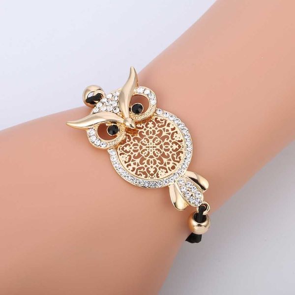 retro owl shaped women's bracelet, black elastic rope, adjustable, gold jewelry, party, lucky charm, animal, fashion, Golden;silver
retro owl shaped women's bracelet, black elastic rope, adjustable, gold jewelry, party, lucky charm, animal, fashion, Golden;silver