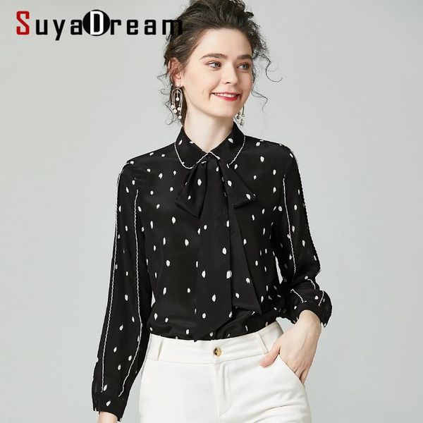 women's blouses & shirts suyadream women silk 100% crepe 2021 spring long sleeved dots printed black office blouse shirt, White
women's blouses & shirts suyadream women silk 100% crepe 2021 spring long sleeved dots printed black office blouse shirt, White