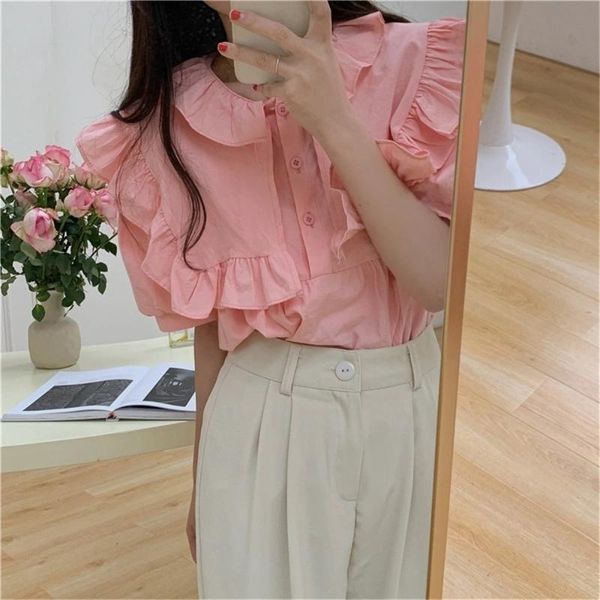 women's t-shirt 2021's korean version of a loose,pink, crisp, ruffled doll with puffy collar and sleeves.2xl, White
women's t-shirt 2021's korean version of a loose,pink, crisp, ruffled doll with puffy collar and sleeves.2xl, White