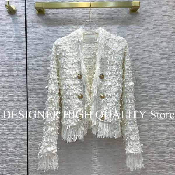 women's wool & blends 2021 autumn tassel crochet woolen knitted cardigan jacket women gold double breasted elegant retro designer short, Black
women's wool & blends 2021 autumn tassel crochet woolen knitted cardigan jacket women gold double breasted elegant retro designer short, Black