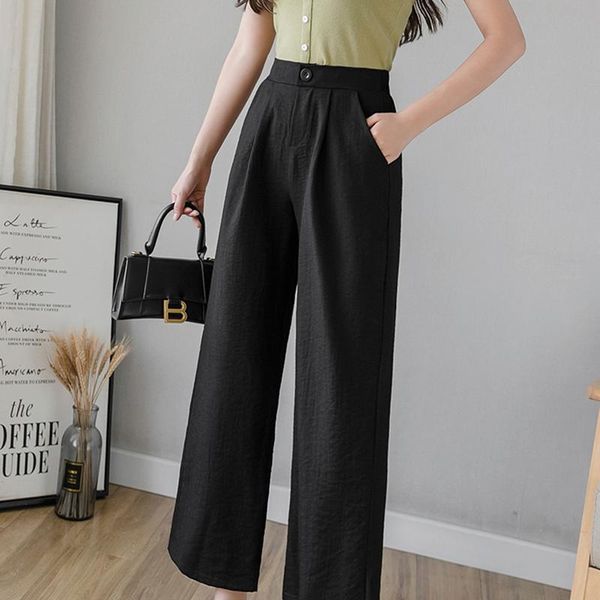 women's pants & capris high waist nine points trousers summer korean pockets button solid color cotton and linen loose wide leg, Black;white
women's pants & capris high waist nine points trousers summer korean pockets button solid color cotton and linen loose wide leg, Black;white