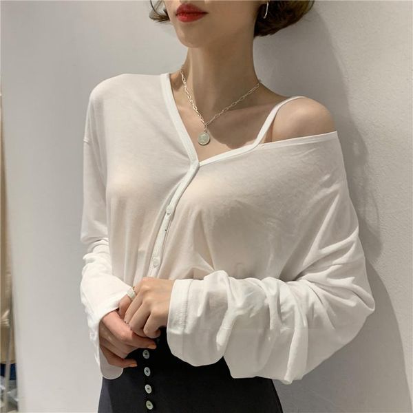 women's t-shirt spring t shirt women elasticity korean style tee woman clothes slim tshirt female skinny long sleeve, White
women's t-shirt spring t shirt women elasticity korean style tee woman clothes slim tshirt female skinny long sleeve, White