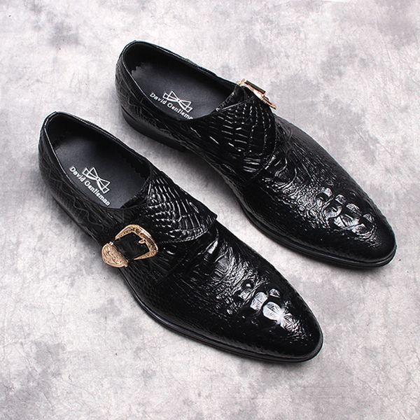 new fashion alligator pattern single monk strap formal shoes men pointed toe dress shoes breathable groom wedding shoe, Black
new fashion alligator pattern single monk strap formal shoes men pointed toe dress shoes breathable groom wedding shoe, Black