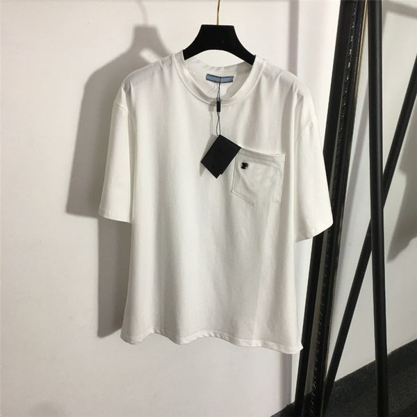 casual flocked letter women t shirt 100% cotton designer tee round neck short sleeve tees girl chest pocket, White
casual flocked letter women t shirt 100% cotton designer tee round neck short sleeve tees girl chest pocket, White