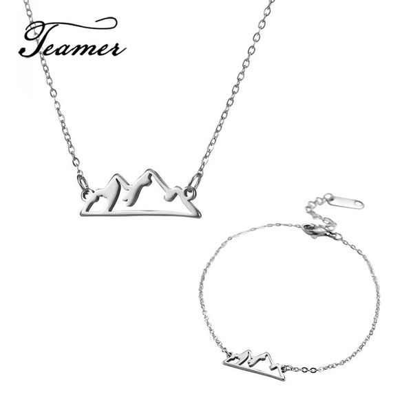 earrings & necklace teamer fine stainless steel jewelry set mountain skyline pendant charm bracelet for women chokers adjustable chain, Silver
earrings & necklace teamer fine stainless steel jewelry set mountain skyline pendant charm bracelet for women chokers adjustable chain, Silver