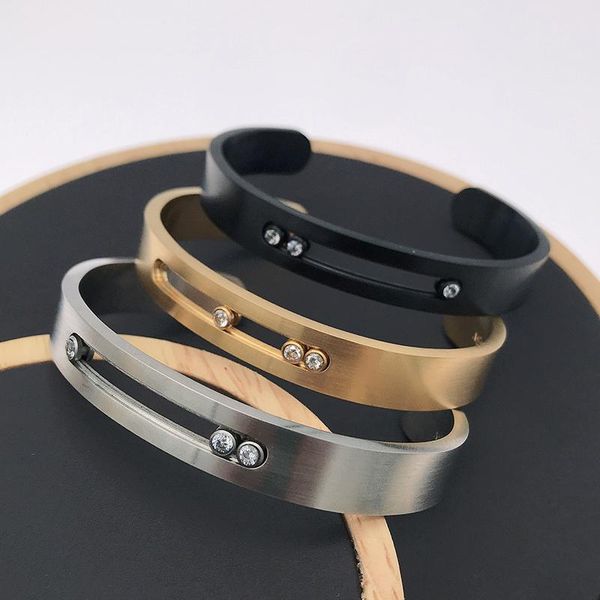 bangle lanruisha simple stainless steel open bangles with three sliding beads stone hollow in the middle jewelry, Black
bangle lanruisha simple stainless steel open bangles with three sliding beads stone hollow in the middle jewelry, Black
