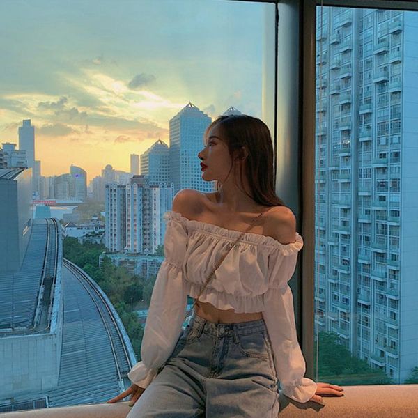 women's blouses & shirts women blouse off shoulder long sleeve solid color white shirt puff ruffle tunic crop summer tube
women's blouses & shirts women blouse off shoulder long sleeve solid color white shirt puff ruffle tunic crop summer tube