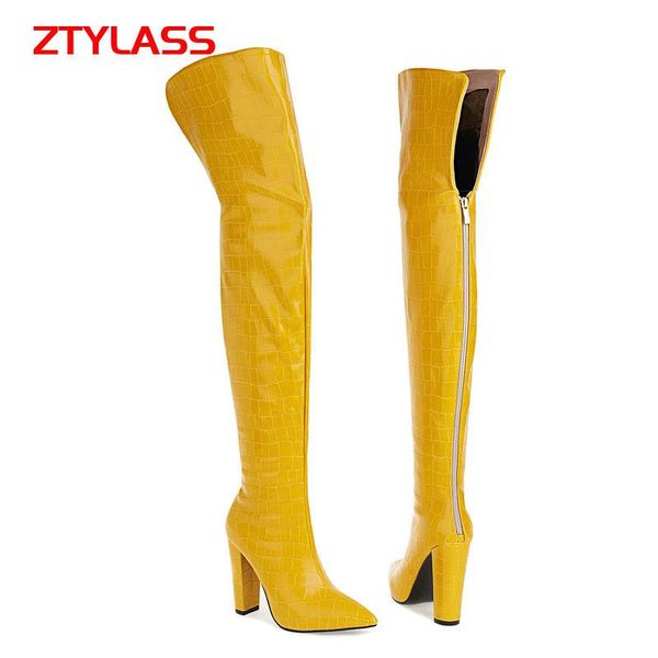 boots women stone print square high heel over the knee fashion zipper blue yellow long autumn winter pointed toe shoes, Black 
boots women stone print square high heel over the knee fashion zipper blue yellow long autumn winter pointed toe shoes, Black