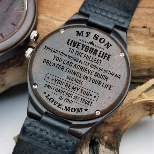 carving blessing on the back leather watch with sandalwood mom gave her son's graduation birthday present wristwatches, Slivery;brown
carving blessing on the back leather watch with sandalwood mom gave her son's graduation birthday present wristwatches, Slivery;brown