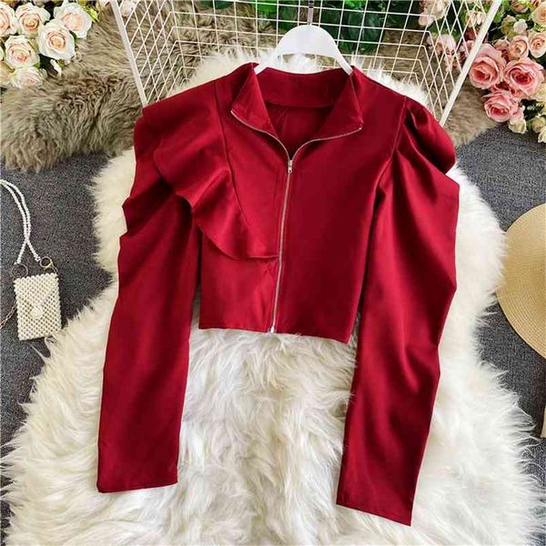 autumn retro shirt women's bubble sleeve zipper stand-up collar temperament ruffled slim short long sleeves uk450 210507, White
autumn retro shirt women's bubble sleeve zipper stand-up collar temperament ruffled slim short long sleeves uk450 210507, White