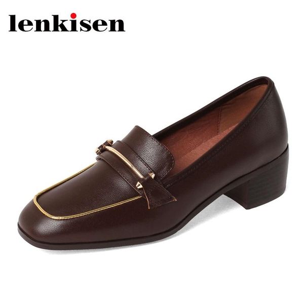 dress shoes lenkisen genuine leather square toe med heel metal decoration preppy style vintage young lady daily wear modern women pumps l02, Black
dress shoes lenkisen genuine leather square toe med heel metal decoration preppy style vintage young lady daily wear modern women pumps l02, Black
