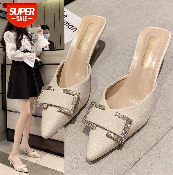 fashion outer wear baotou half slippers female stiletto heel sandals and with pointed rhinestone square buckle #wc8q, Black
fashion outer wear baotou half slippers female stiletto heel sandals and with pointed rhinestone square buckle #wc8q, Black
