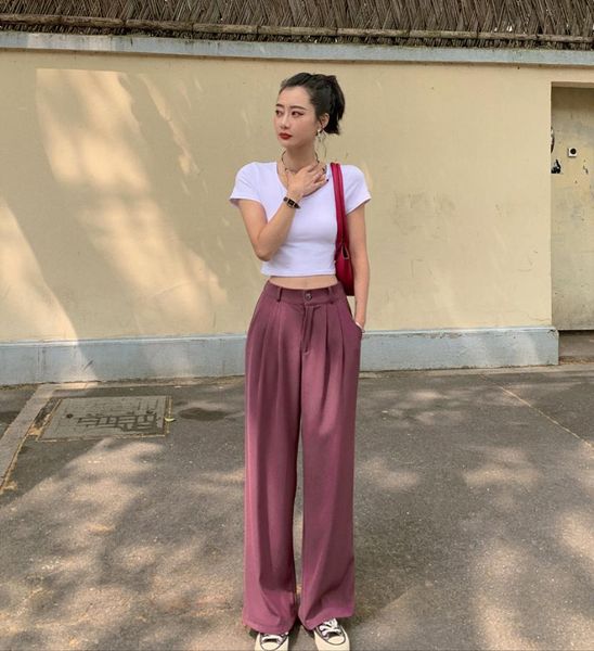 women's pants & capris the drape will sweep floor 2021 autumn girl's fashion straight tall waist object wide-legged suits, Black;white
women's pants & capris the drape will sweep floor 2021 autumn girl's fashion straight tall waist object wide-legged suits, Black;white