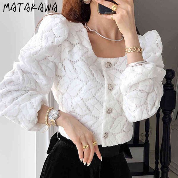 matakawa square collar chic blouse women single-breasted three-dimensional texture busas lace puff sleeve korea spring shirt 210513, White
matakawa square collar chic blouse women single-breasted three-dimensional texture busas lace puff sleeve korea spring shirt 210513, White