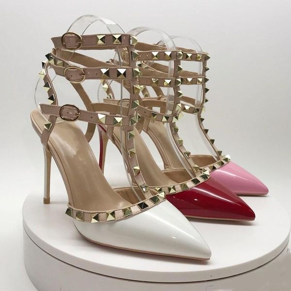 dress shoes 2021 sspring and autumn white patent leather hollow rivet sandals pointed toe stiletto pump high heels female singal, Black
dress shoes 2021 sspring and autumn white patent leather hollow rivet sandals pointed toe stiletto pump high heels female singal, Black