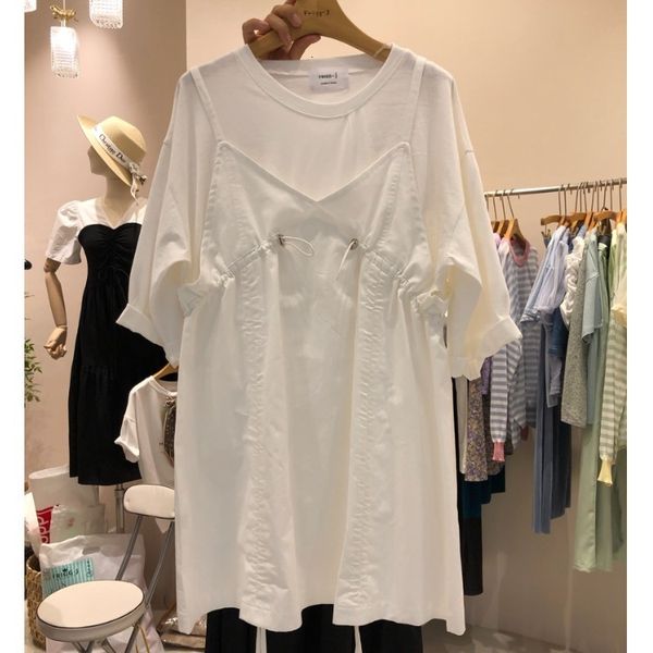 luxury casual dresses korea dongdamen fake two women's 2021 summer temperament korean loose suspender pleated drawstring t-shirt drs, Black;gray
luxury casual dresses korea dongdamen fake two women's 2021 summer temperament korean loose suspender pleated drawstring t-shirt drs, Black;gray