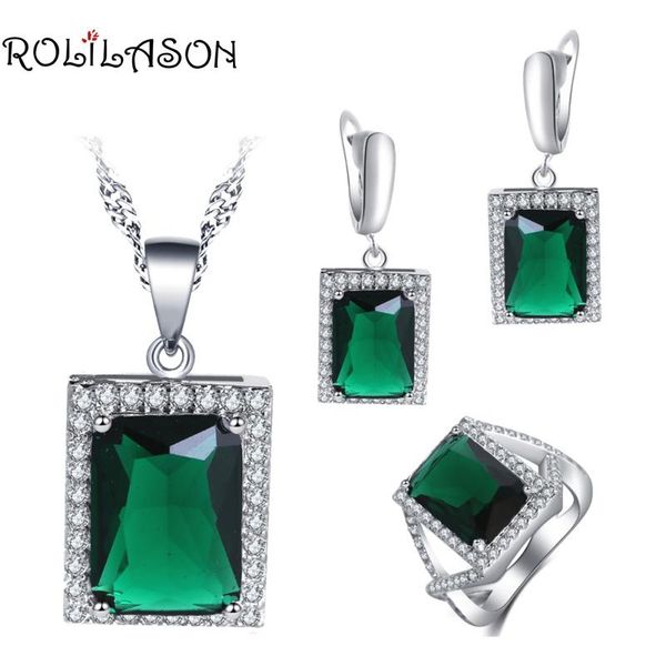 earrings & necklace rolilason surprise wedding gift for girl green zircon square design silver plated rings jewelry sets js754
earrings & necklace rolilason surprise wedding gift for girl green zircon square design silver plated rings jewelry sets js754