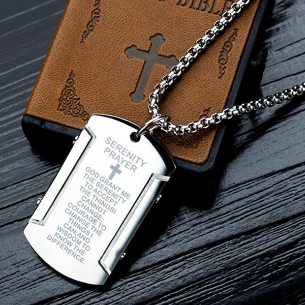 chains stainless steel titanium army card necklace for men neck chain retro scripture pendants do fade not change color link choker, Silver
chains stainless steel titanium army card necklace for men neck chain retro scripture pendants do fade not change color link choker, Silver