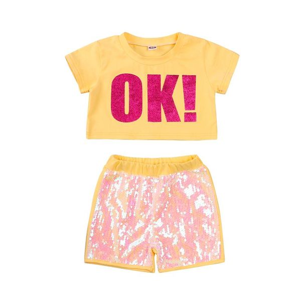 2-6y fashion infant baby girls clothes sets 2pcs sequined letter print short sleeve t shirts bowknot shorts 1 style clothing, White
2-6y fashion infant baby girls clothes sets 2pcs sequined letter print short sleeve t shirts bowknot shorts 1 style clothing, White