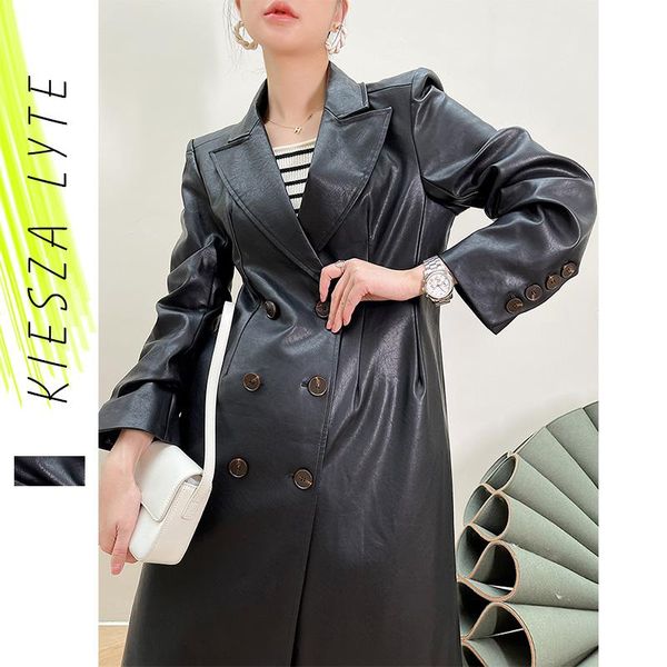 women's leather & faux windbreaker trench coat 2021 autumn imitation sheepskin pu slim long jacket high street, Black
women's leather & faux windbreaker trench coat 2021 autumn imitation sheepskin pu slim long jacket high street, Black