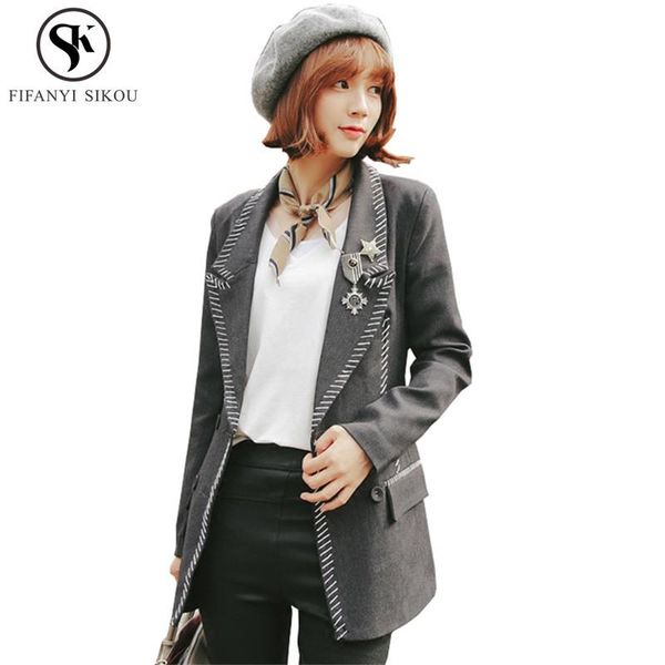 women's suits & blazers korean women slim and jackets spring autumn fashion double breasted suit coat woman blazer feminino, White;black
women's suits & blazers korean women slim and jackets spring autumn fashion double breasted suit coat woman blazer feminino, White;black