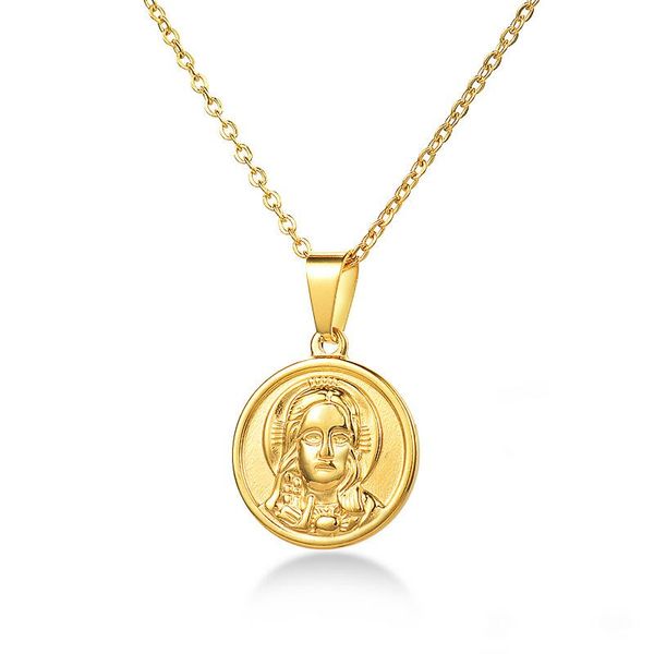 pendant necklaces peri'sbox titanium steel coin portrait necklace virgin maria jesus medallion for women angel cameo minimalist, Silver
pendant necklaces peri'sbox titanium steel coin portrait necklace virgin maria jesus medallion for women angel cameo minimalist, Silver