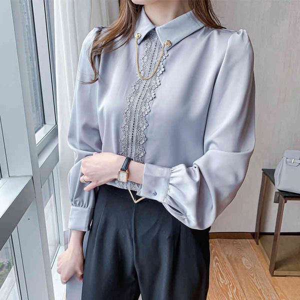 korean silk women shirts blouses long sleeve woman embroidery lace blouse plus size floral shirt 210427, White
korean silk women shirts blouses long sleeve woman embroidery lace blouse plus size floral shirt 210427, White