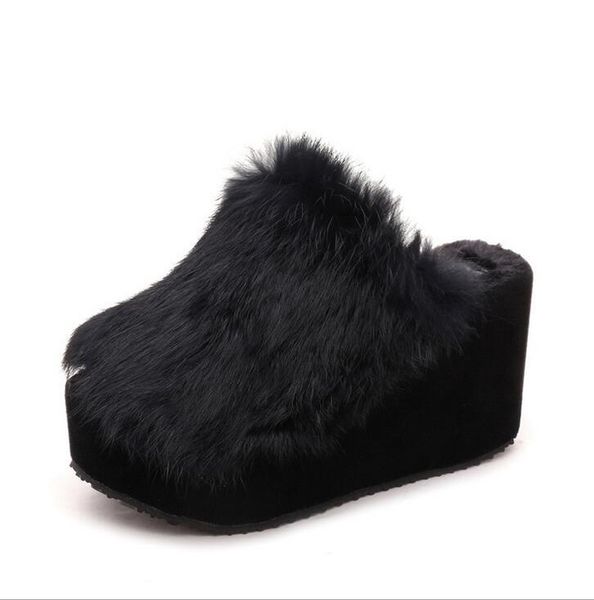 slippers fall winter large fur 9cm wedges heel wholesale fashion women thick plush platform warm, Black
slippers fall winter large fur 9cm wedges heel wholesale fashion women thick plush platform warm, Black